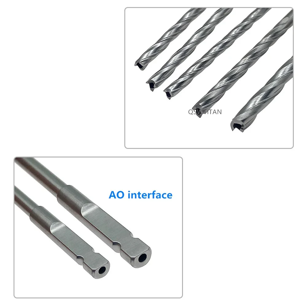 1 buah mata bor canulated AO Stainless Steel, instrumen Orthopedic Edik, mata bor Hollow