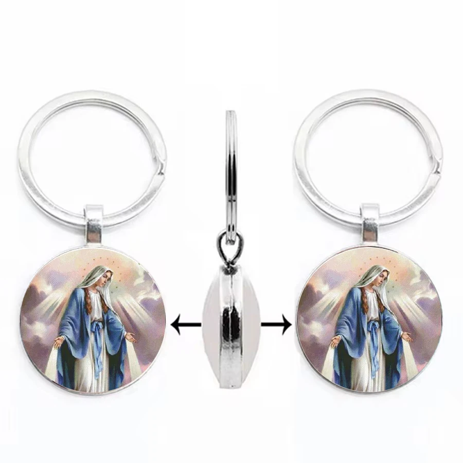 Virgin Mary Mary Jesus Keychain Creative Double sided Keyring Pendant Accessories Wholesale