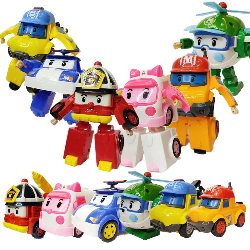 Korea Polis Robocar Robot Deformation Transformation Amber Roy Haley Anime Action Figure Cartoon Kids Toy For Children