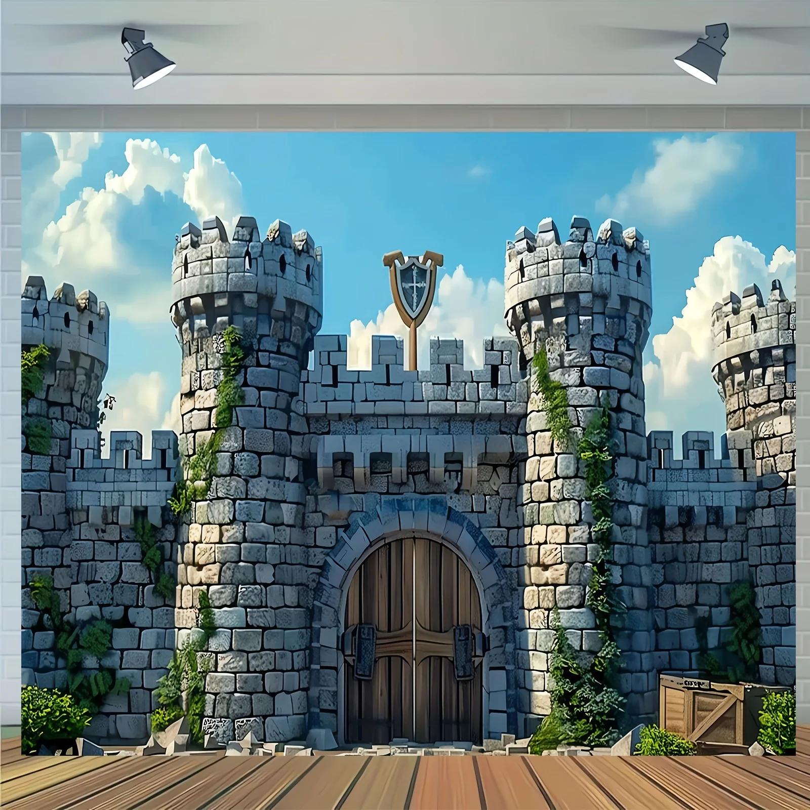 Multi-functional medieval castle and knight party background - polyester, no power required - perfect for VBS