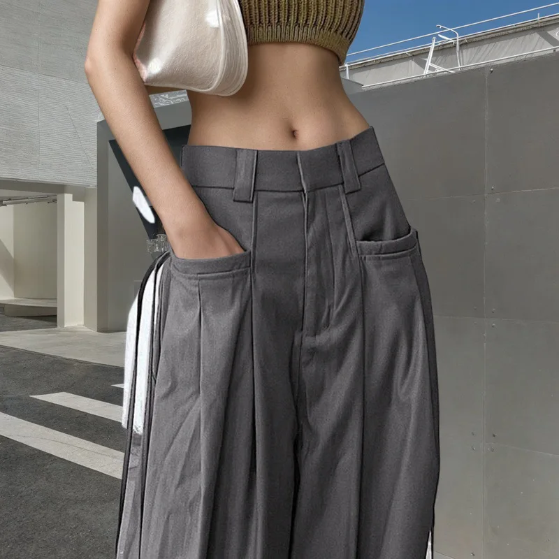 봄 가을 여성 패션 느슨한 낮은 허리 짠 바지 캐주얼 streetwear 힙합 스트레이트 정장 바지