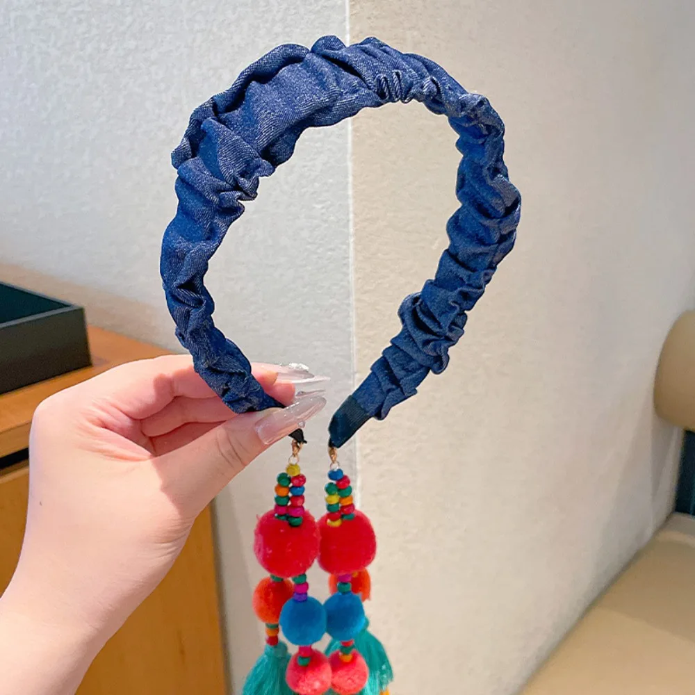 

Экзотическая повязка на голову в этническом стиле в стиле ретро, шарик для волос с кисточками, повязка на голову, тканевые аксессуары для путешествий, богемные повязки на голову