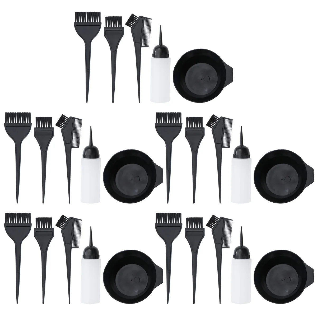 5 Sets of Hair Dyeing Tool Hair Coloring Bowl Dyeing Hair Oil Treatment Kit with 5Pcs 120ml Liquid Bottle Black