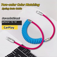 Spring Data Cable With Light Type C For Huawei Oppo Millet Charging Cable Two-color Color Matching Spring Data Cable 180cm/pcs