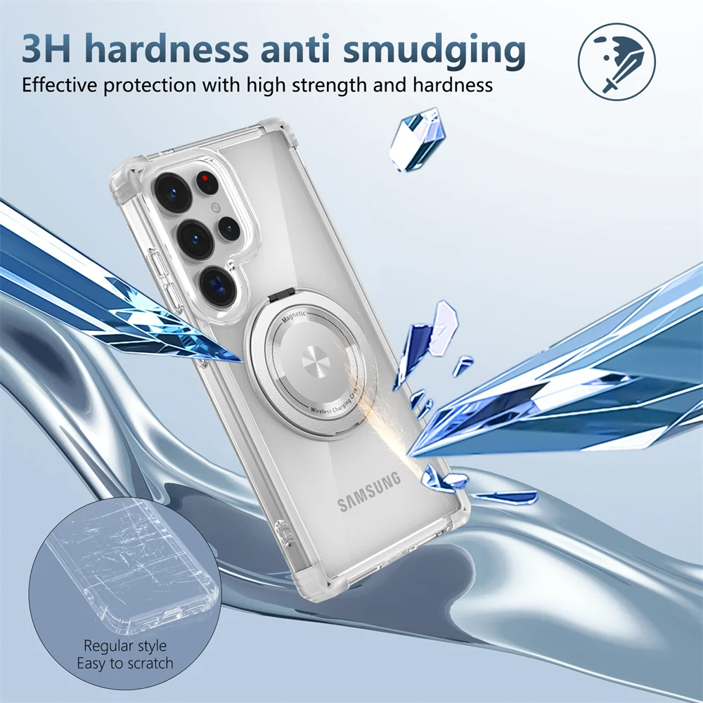 Rotierender magnetischer Klappständer, transparente Handyhülle für Samsung S26 S25 Edge S24 S23 Plus FE S21 Ultra Armor stoßfeste Abdeckung – Detail 4