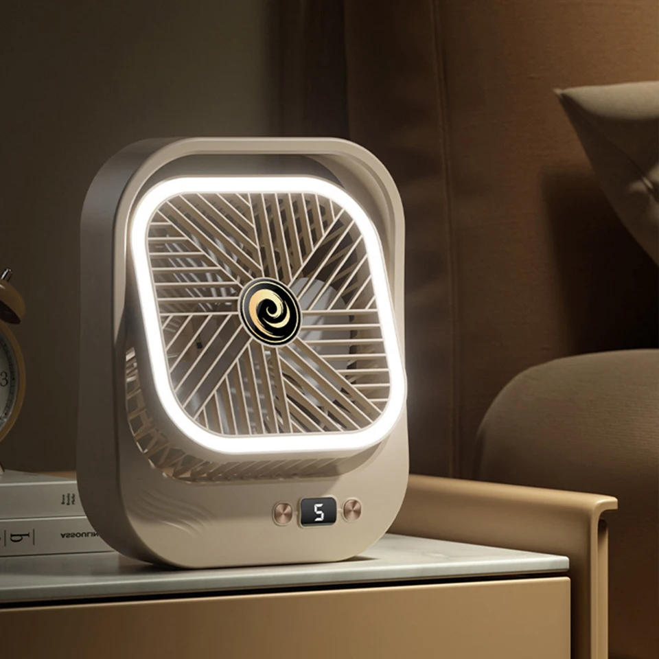 New USB Electric Fan Led Digital Display Mini Desktop Night Light Small Fan For Home Car Outdoor JMF-6