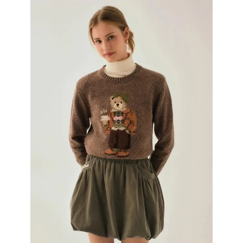 

2025 Autumn/Winter New Women's Clothing Academy Style Outdoor Stacked Knitwear Sweater Age Reducing Hoodie