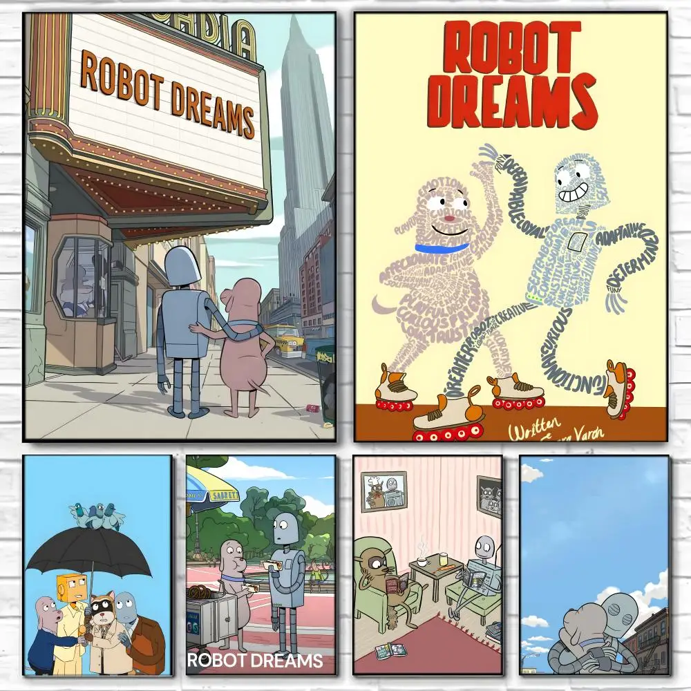 Wordless Friendship Story R-Robot Dreams Poster  Self-adhesive Art Waterproof Paper Sticker Coffee House Bar Room Wall Decor