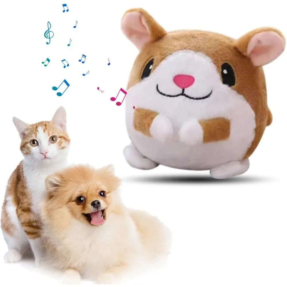 Interactive Dog Toys, Active Moving Pet Plush Toy, USB Rechargeable Talking Moving Electric Dog Ball Toy Cat Bouncing toy