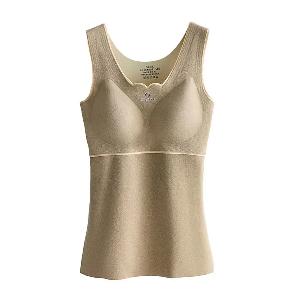 

Comfortable Elastic Seamless Warm Thin with Chest Pad Slim Waistcoat Thermal Camisoles Dralon Vest Women 's Underwear