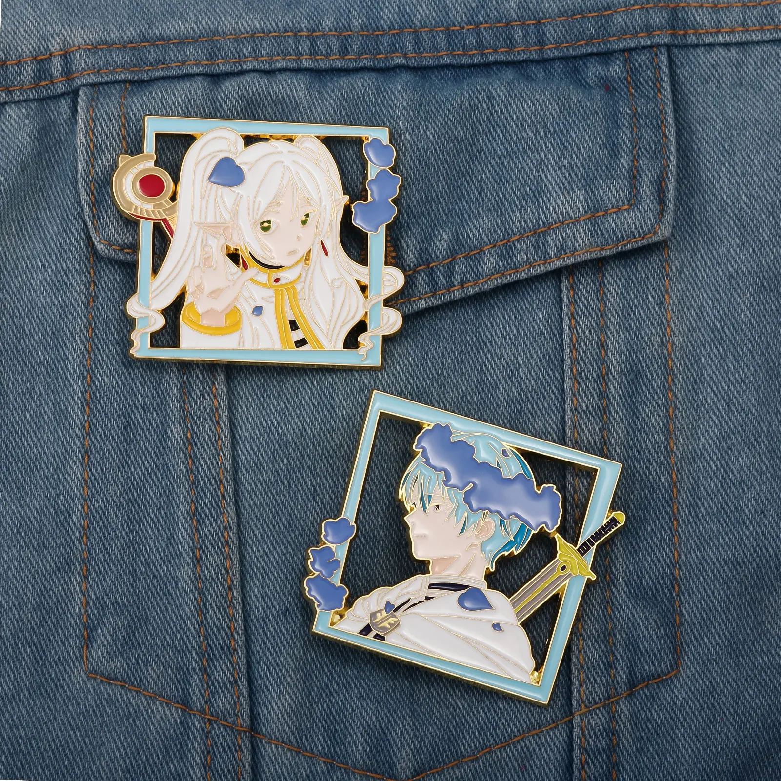 Anime Frieren: Beyond Journey's End Broche Personaje Frieren Himmel Esmalte Pin Insignias para Fans Ropa Mochila Accesorios