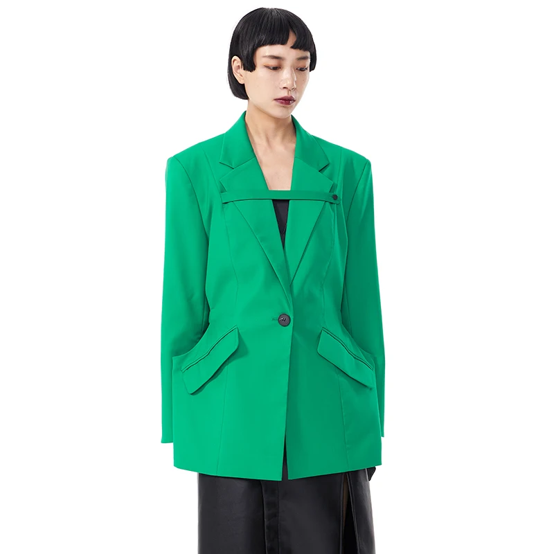 

Женский костюм-пиджак Original Design Een Bla, однобортный, свободного кроя, классический, с длинными рукавами, для делового стиля