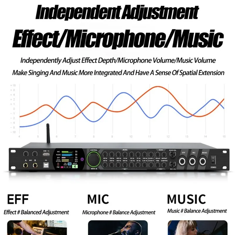 KT900 Professional Audio Karaoke Effects Processor Home Speaker Management System DSP Reverberation Effects Processor