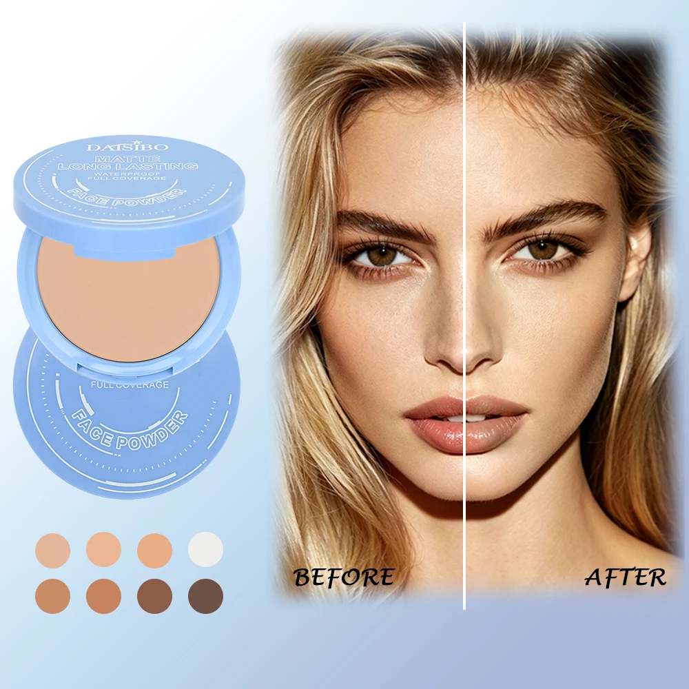 Matte Long-Lasting Face Powder - 8 Shades, Oil-Absorbing, Waterproof & Sweatproof, Pore-Blurring Setting Powder with Mirror&Puff