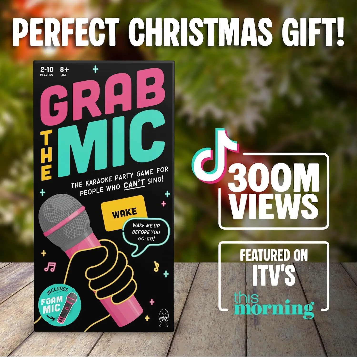 公式「Grab The Mic」 – ファミリーカラオケボードゲーム（フォームマイク付き）、8歳以上、2～10人プレイ可能 - 悪い歌を歌う人向けゲーム（240曲の歌詞付き）