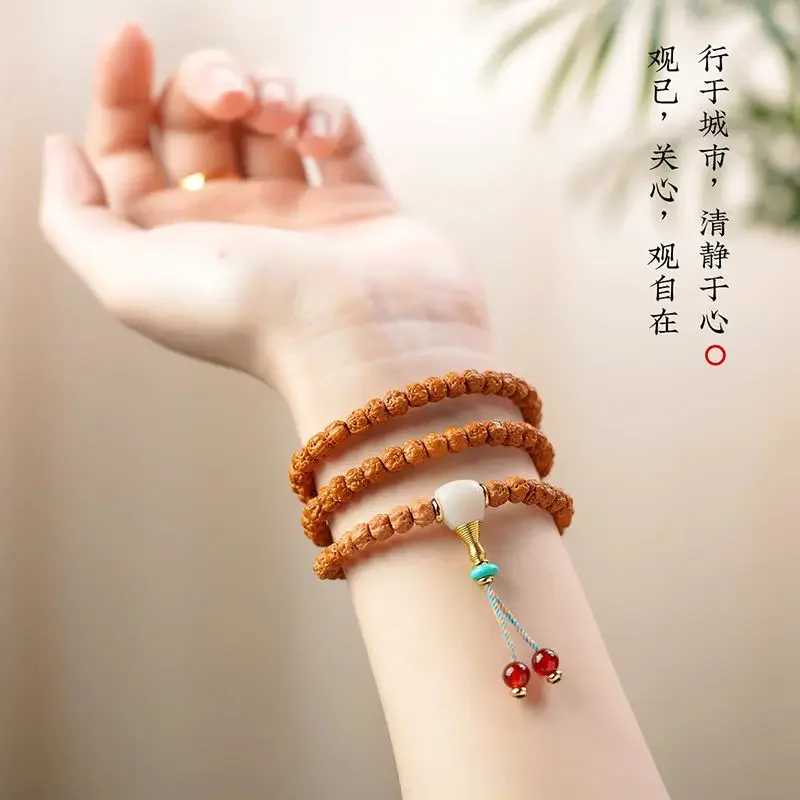Buddha Hands Small King Kong Bodhi Handstring Men's Xuanwu Pattern Tibetan-style Straight Cut Lucky Bracelet Multi-circle Rosary