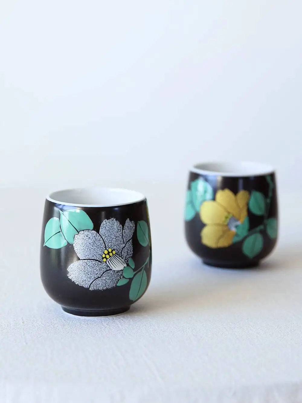 In Stock Japanese Imported Kutani Ware Hand-Painted Gold And Silver Floral Couple Teacup Set Gift Box Souvenir