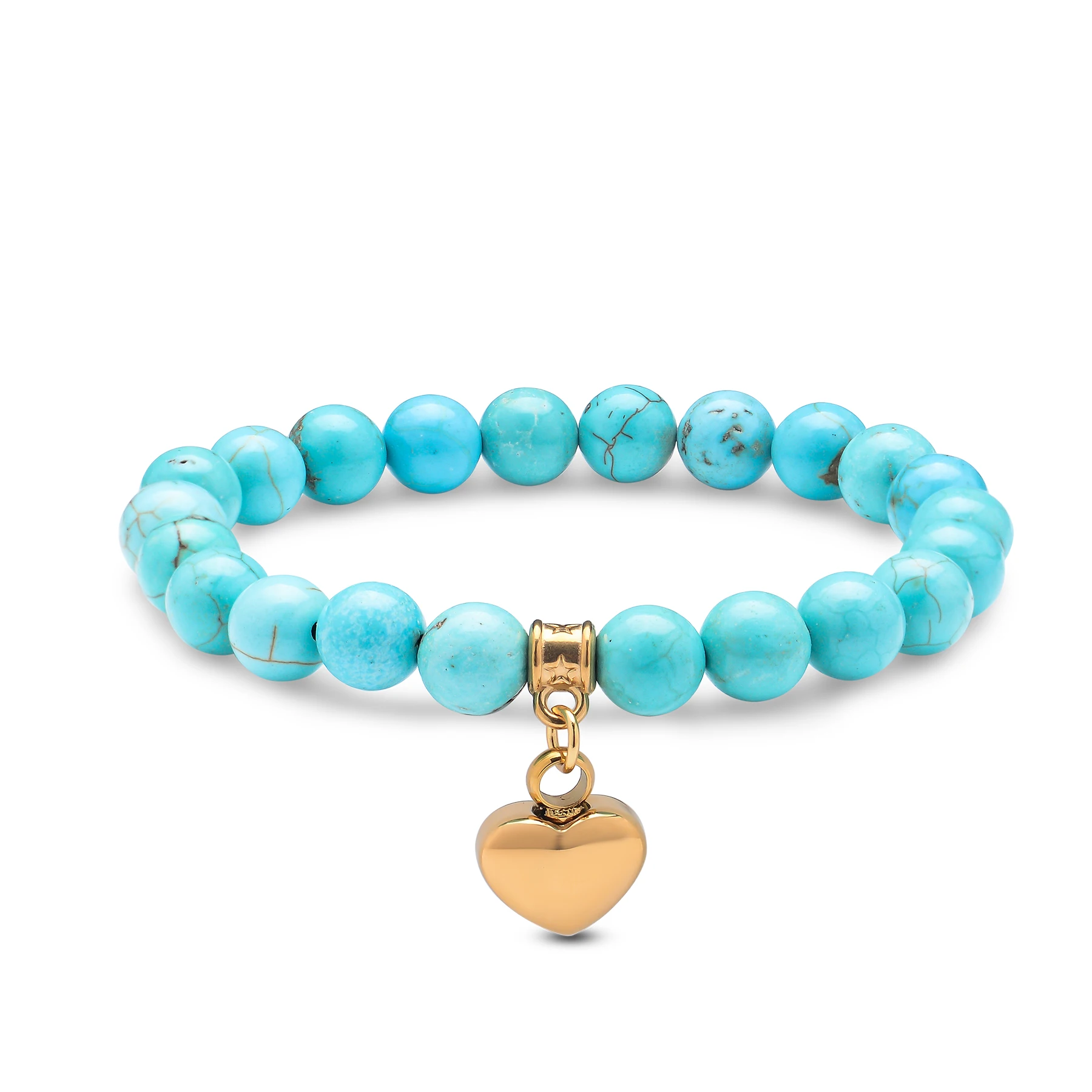 Herzförmiges Urnen-Armband aus Edelstahl mit türkisfarbenen Perlen, dehnbares Armband für Asche, Geschenk für Frauen – Detail 5