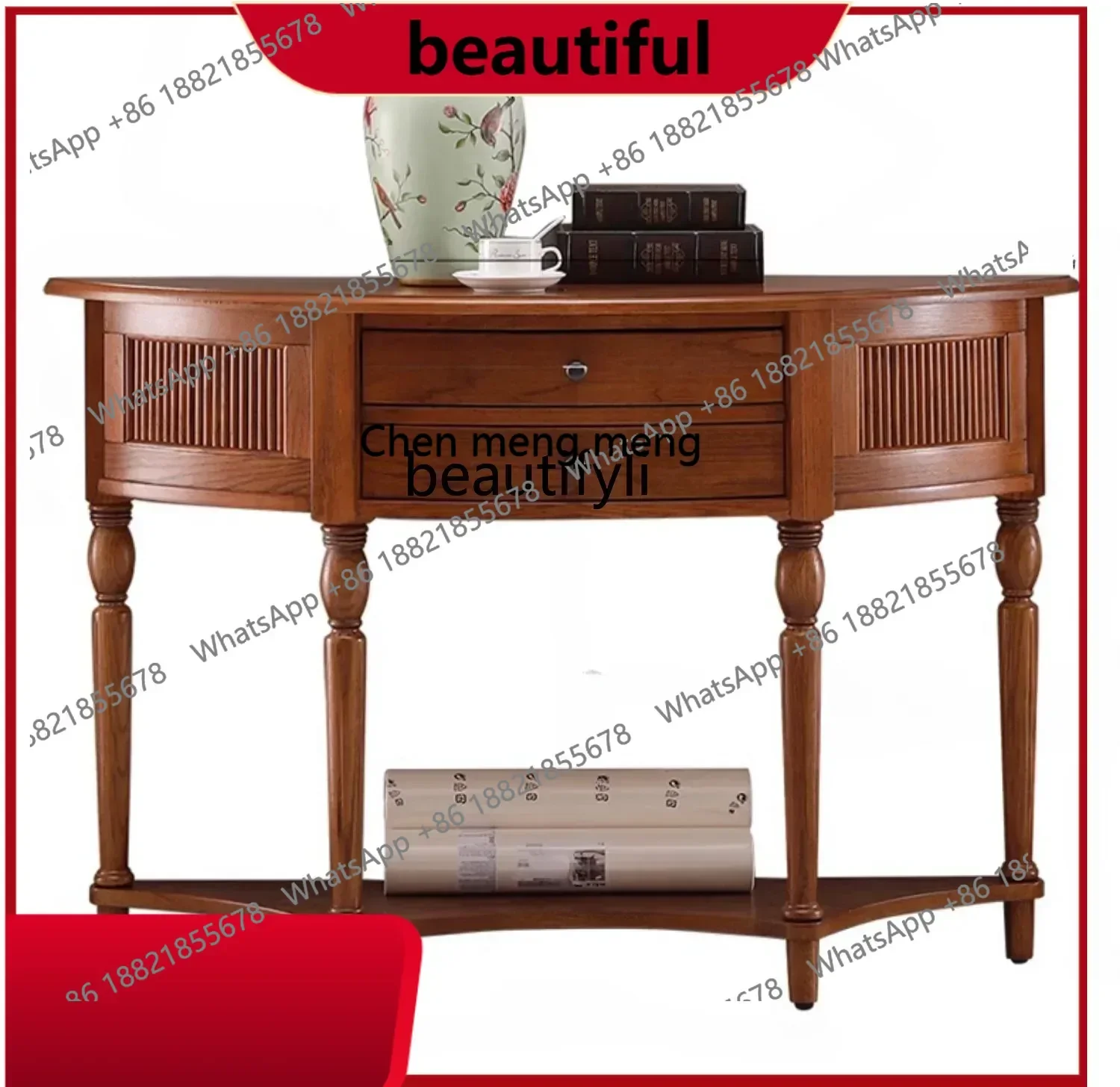 

American Solid Wood Porch Table Wall Retro Console Sofa Back Cabinet Corridor Wall Cabinethy H