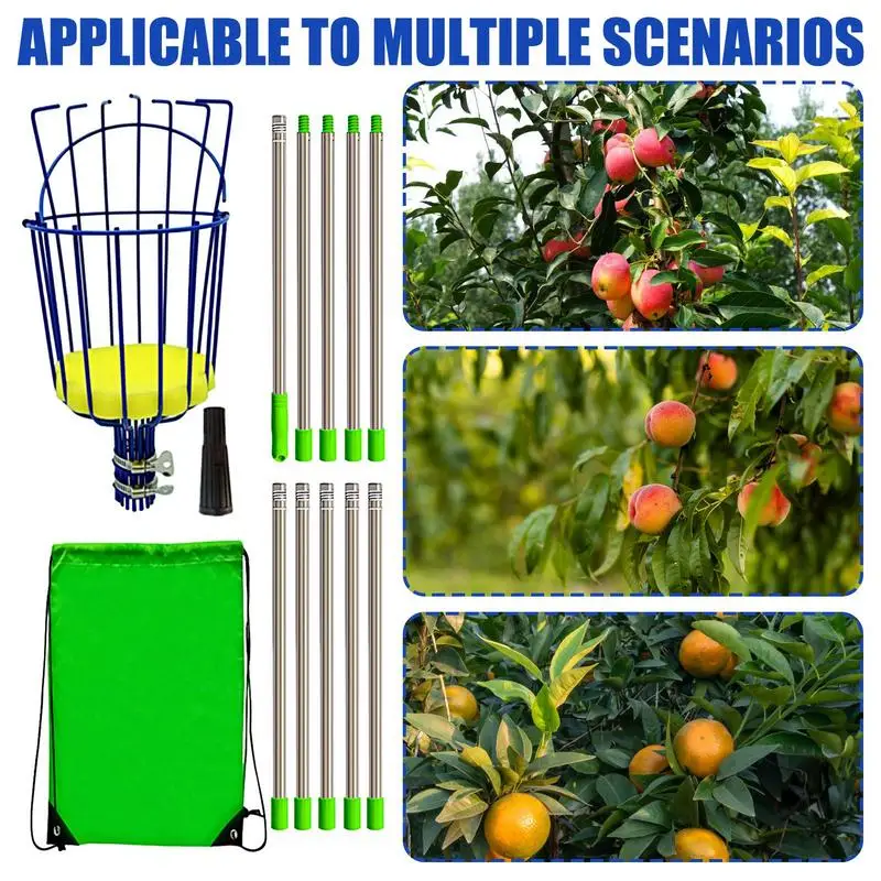 Fruit Picker Fruit Picking Tool with Basket Fruits Picker For Picking Citrus Pear Telescopic Handle Apple Picker Garden tools