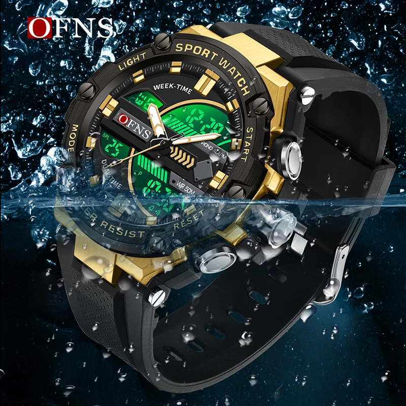 OFNS Top Brand Luxury G Style Design LED Digital Watches Men Alarm Military Waterproof Outdoor Sports Chronograph Quartz Watch