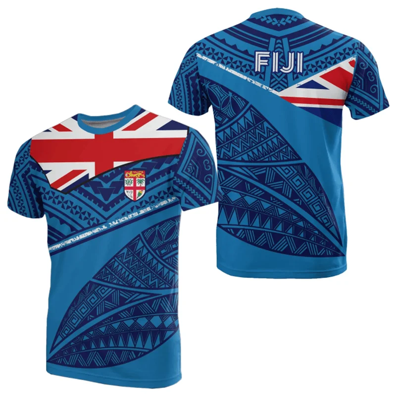 Fijian Men's T-shirt Casual Loose Round Neck Fiji Flag Short Sleeved Tops Tees Men Clothing Oversized Tee Shirts Streetwear 4XL