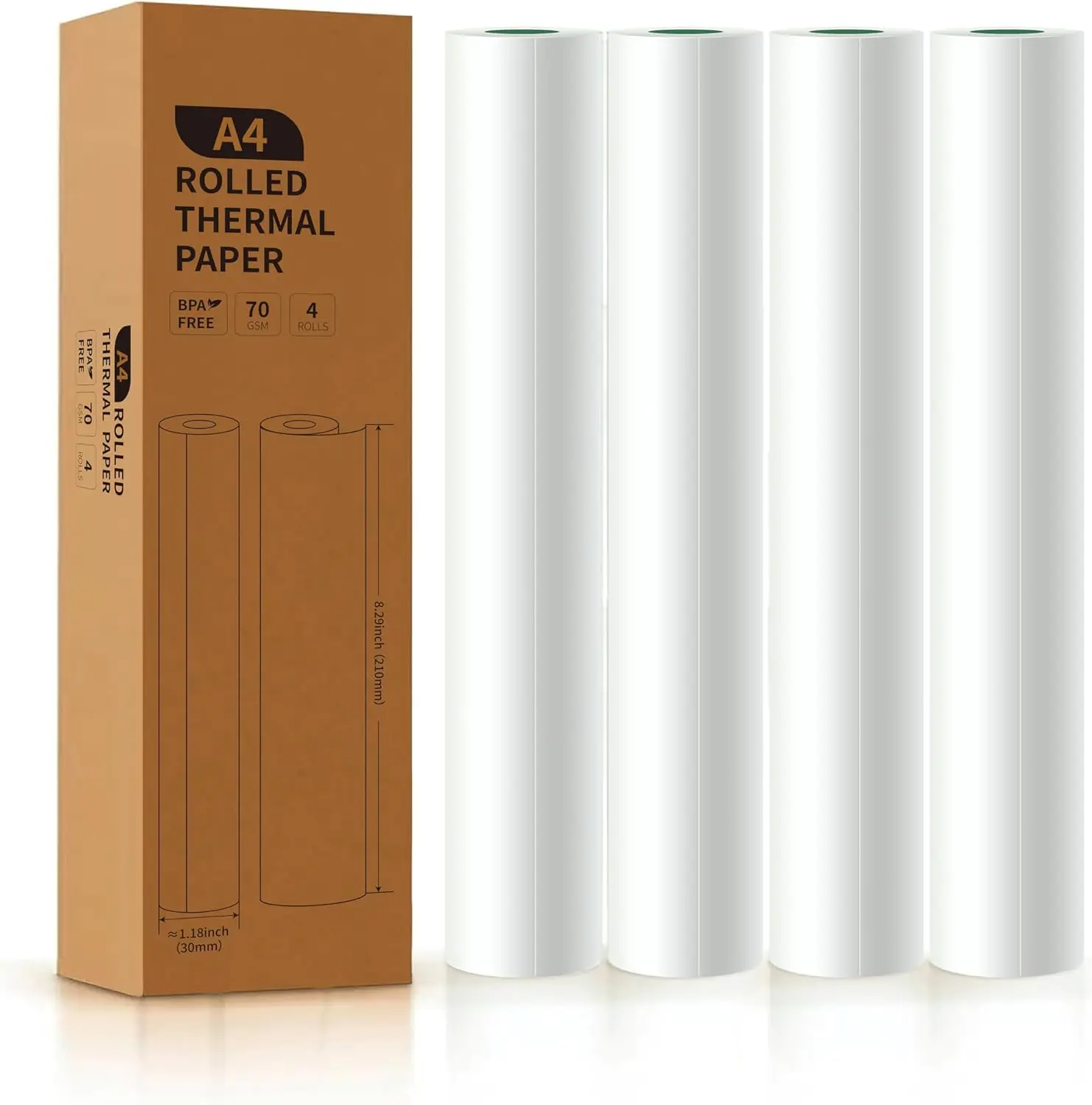 

A4 Thermal Printer Paper, 8.3 Inches Wide, Compatible with Portable Printers (4 Rolls | 8.3''x23')