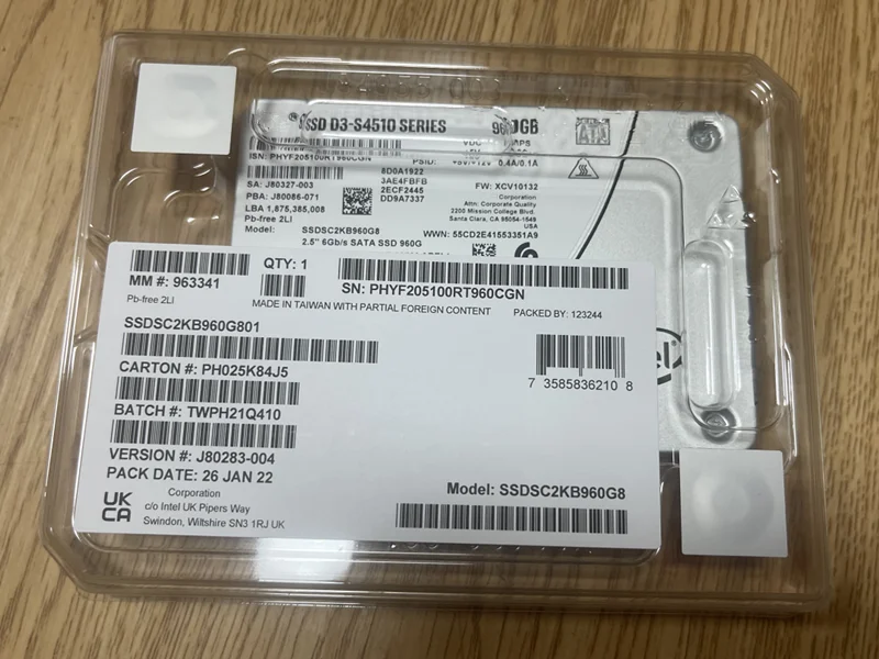 

New D3-S4510 960GB SSDSC2KB960G801 SSD