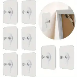 10/20 Pcs Adhesive Wall-Mounted Hooks Poster Photo Frame Clock Hangers Punch Free Screw Hook Kitchen Bathroom Organizer Holders