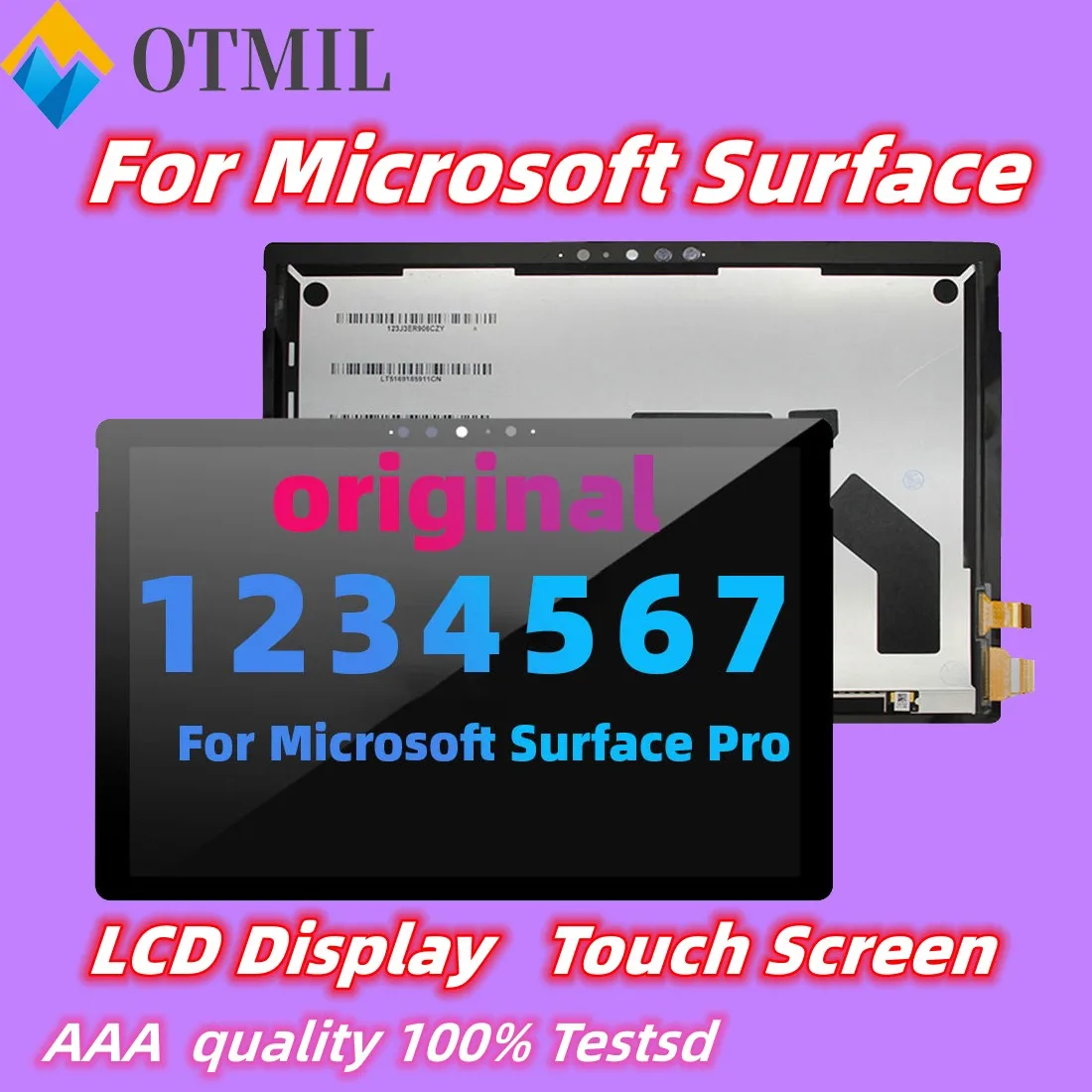 

100% Test LCD For Microsoft Surface Pro 1 3 4 5 6 7 LCD Display Touch Screen Digitizer Assembly 1866 1807 1796 1724 16311514