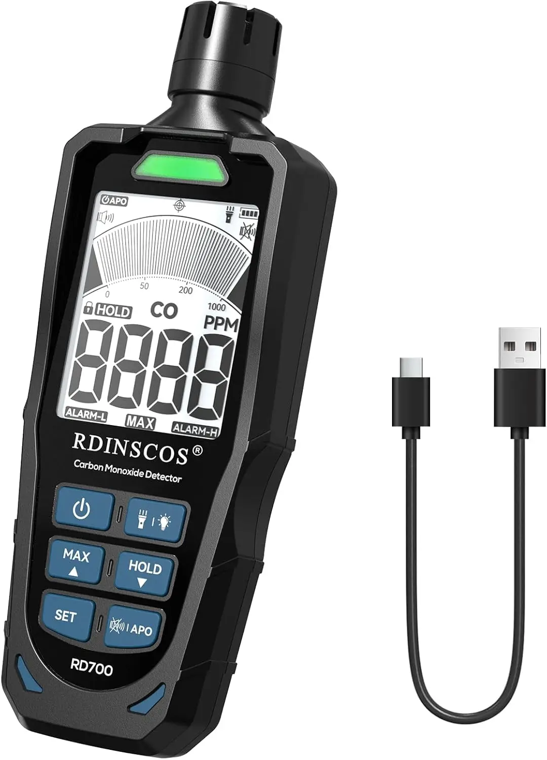 

Portable Carbon Monoxide Detector with Rechargeable Battery for Home, Travel, Vehicle Safety