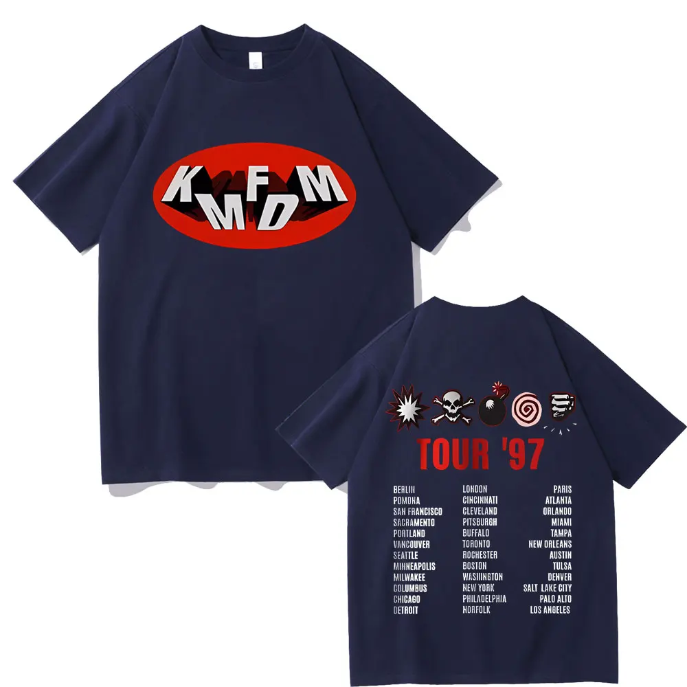 Rock Band Kmfdm Tour 97 T Shirt Men Women Vintage Gothic Punk Tshirt Men\'s 100% Cotton Casual Oversized T-shirts 90s Streetwear