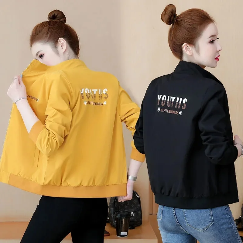 Windbreaker Female 2025 Spring Autumn New Coat With Double Lining/Short Coat Korean Collar Casual Loose Women's Jacket Tide Tops