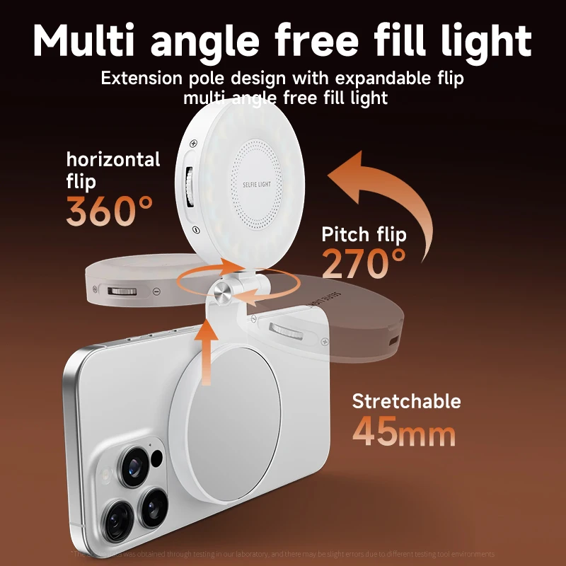 Magnetic Selfie Light for iPhone, Adjustable LED Fill Light, Compatible with Smartphone, for Selfies/Photography/TikTok/Video