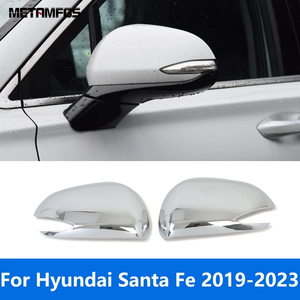 Rearview Mirror Cover Trim For Hyundai Santa Fe 2019-2022 2023 Carbon Fiber Side Door Mirrors Protector Accessories Car Styling