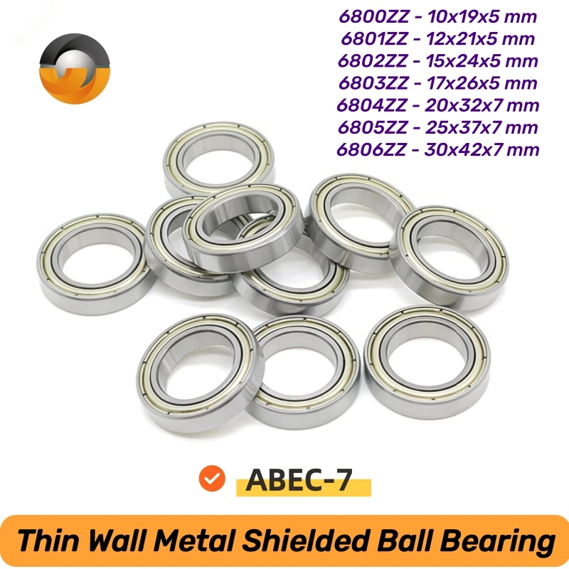 6802ZZ 15x24x5mm Bearing 10Pcs Thin Wall Metal Shielded Ball Bearing 6800ZZ 6801ZZ 6803ZZ 6804ZZ 6700ZZ 6701ZZ 6702ZZ 6704ZZ
