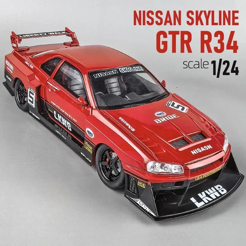 

1:24 Nissan Skyline GTR-S15, модифицированная версия, модель автомобиля из сплава, звук и свет, расширенная модель автомобиля, коллекционные предметы