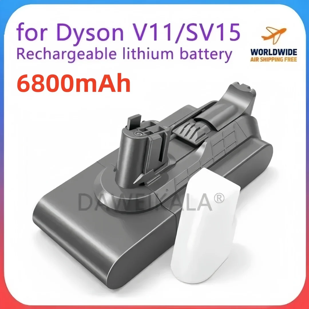 Livraison rapide depuis les entrepôts de l'UE : Batterie de remplacement haute capacité 6800 mAh pour aspirateur Dyson V11 SV15 Absolute Pro Fluffy Motorhead, compatible avec SV14 SV15