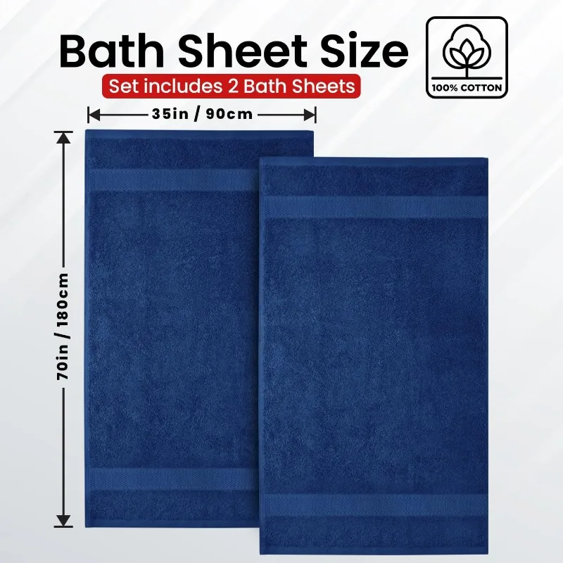 Luxury Bath Sheets Towels – 2 Pack 600 GSM (35X70 Inches) – 100% Ring Spun Cotton Extra Large Bath Towels for Bathroom