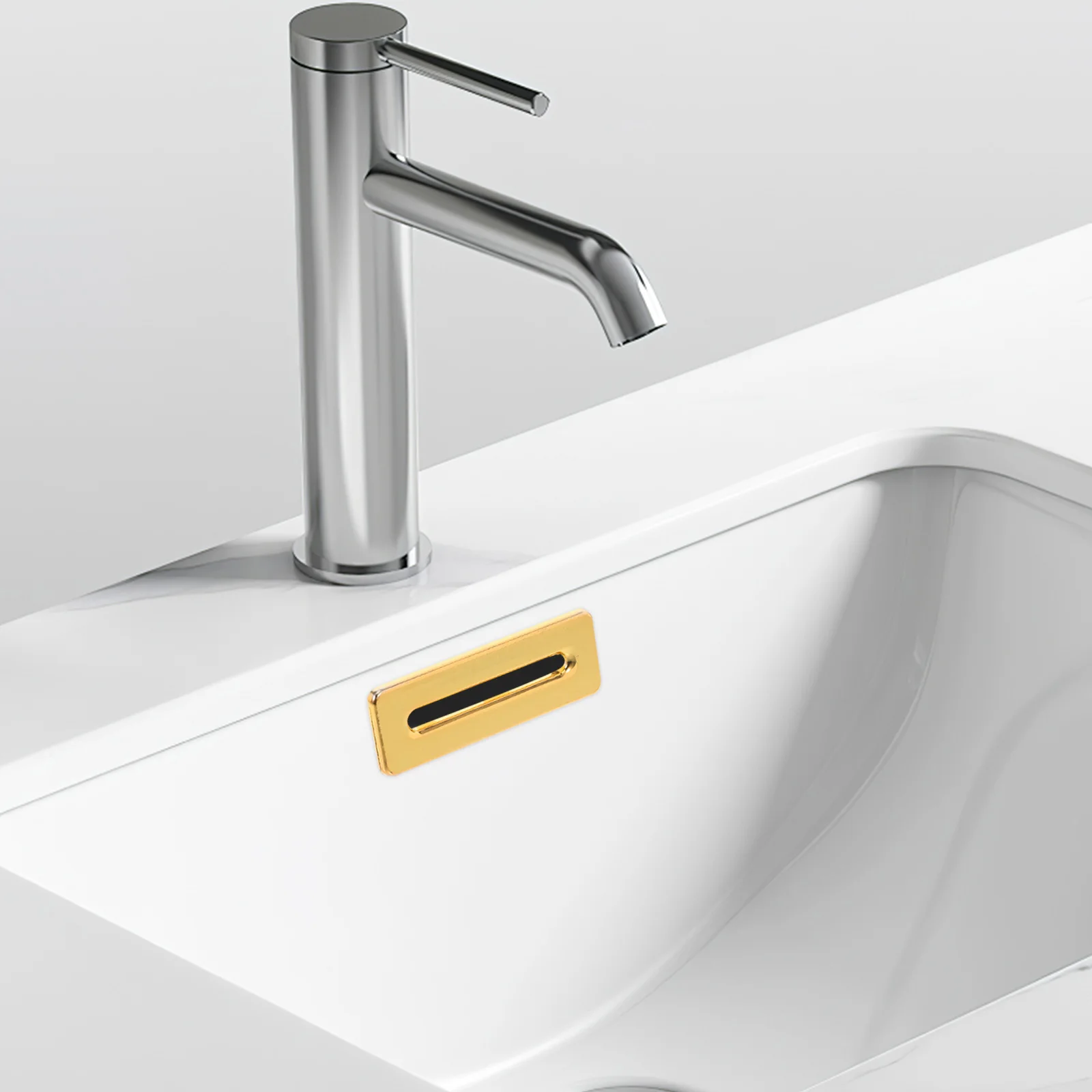 

2 Pcs Overflow Hole Cover Bathroom Trim Accessories Golden Zinc Alloy Sink Insert