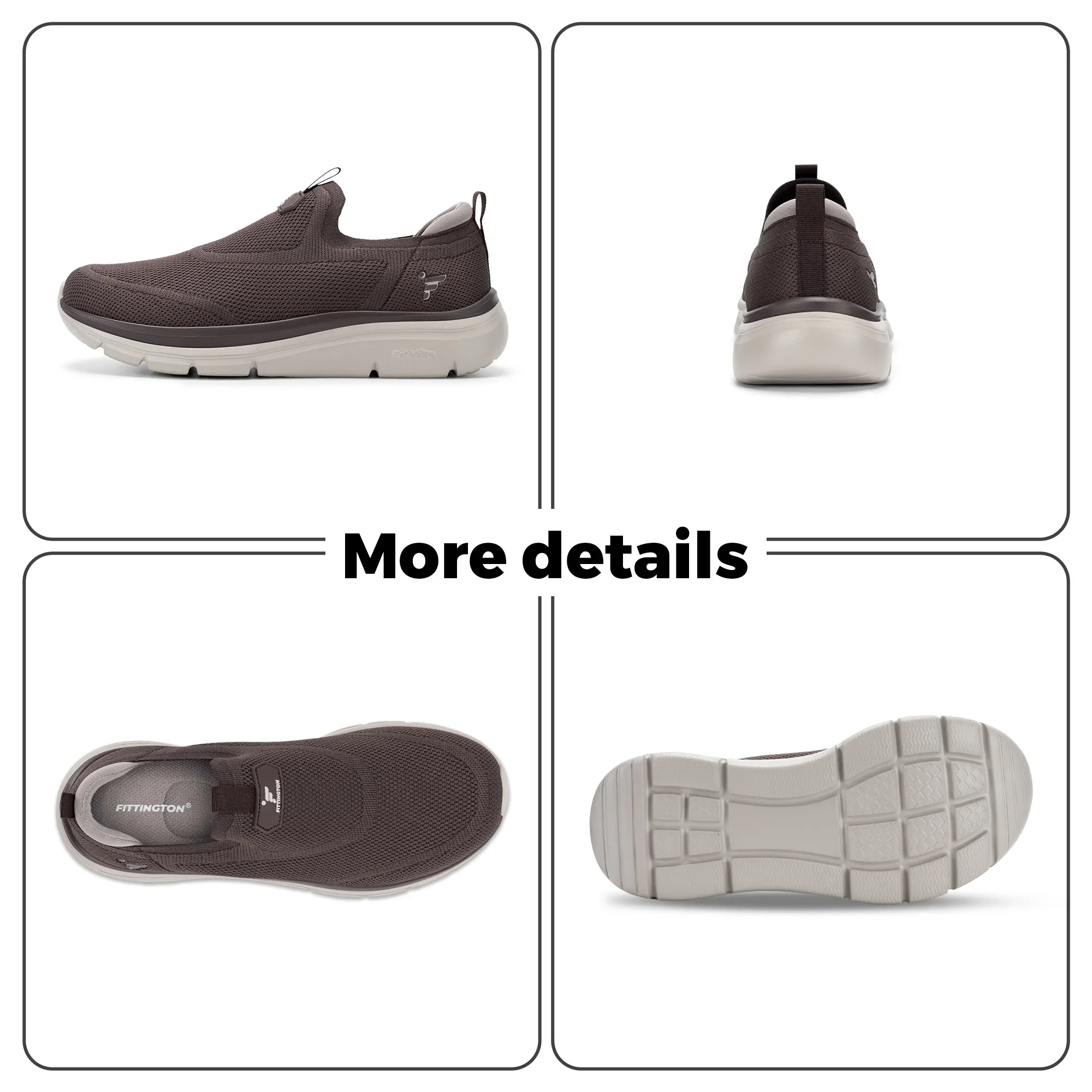 Fitington Herren-Wanderschuhe mit breiter Zehenbox, Slip-On-Freizeitschuhe, bequem, atmungsaktiv, dicke Sohle, Sneaker, Fußgewölbeunterstützung, für breite Füße – Detail 7