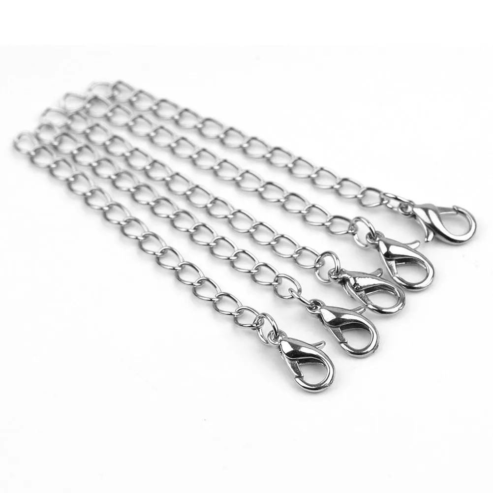 Extensor de cadena plateada de 20 piezas, extensión de collar y pulsera de aleación dura, diseño de cierre, uso conveniente, extensión de collar de 57 cm de largo