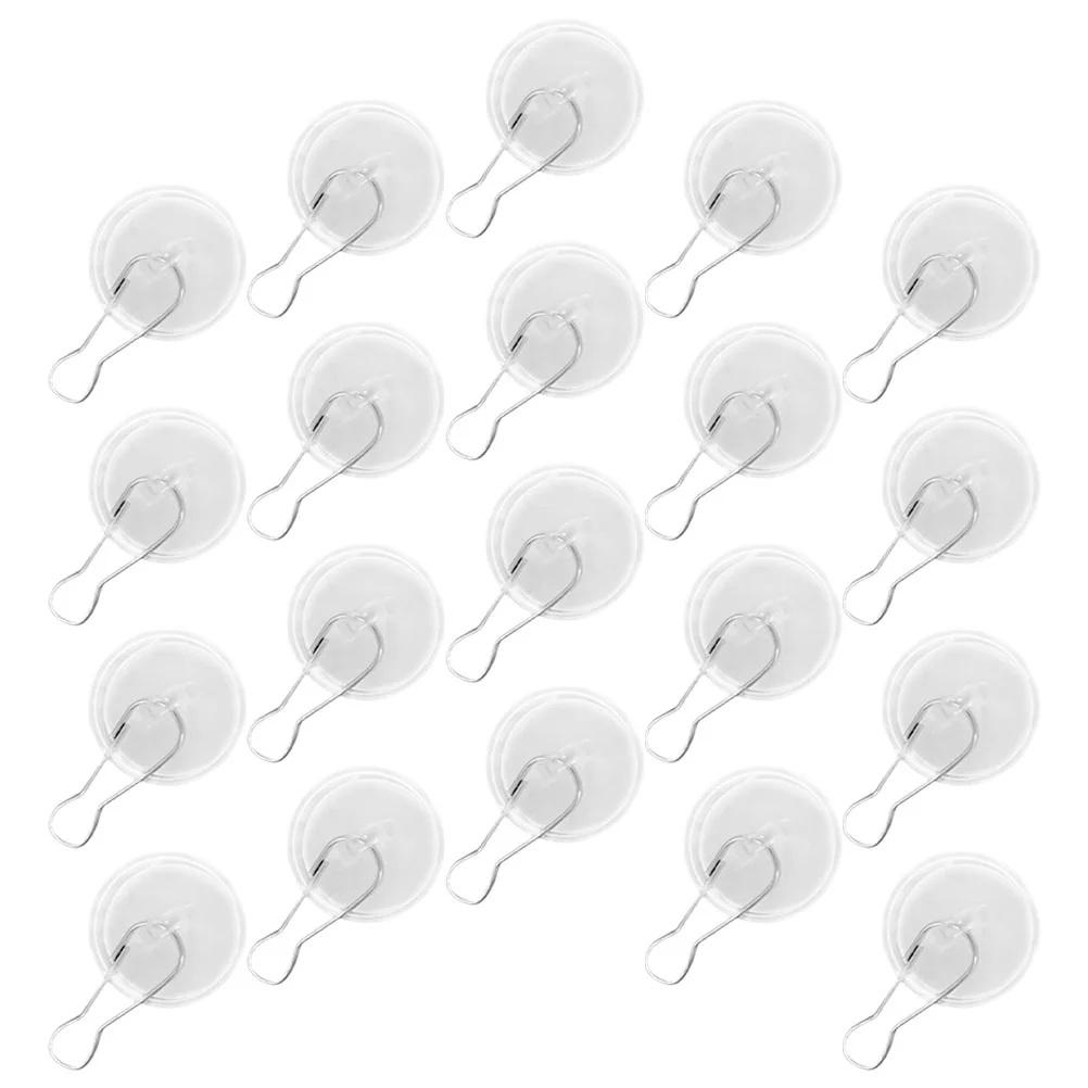 20 Pcs Suction Cup Ceiling Hook Outdoor Planter Pots Sticky Hooks Hanging Adhesive Wall Plastic Wind Chime Hanger Fence