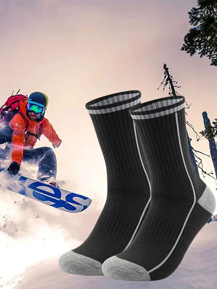 Meias de lã para caminhadas, meias grossas e quentes, meias esportivas para homens e mulheres, esqui, snowboard, caminhadas ao ar livre