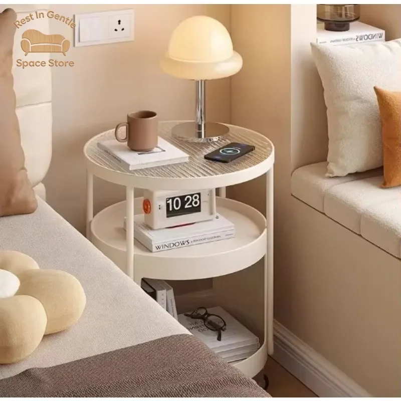 Modern minimalist iron bedside table with small storage rack portable living room and dining home furniture