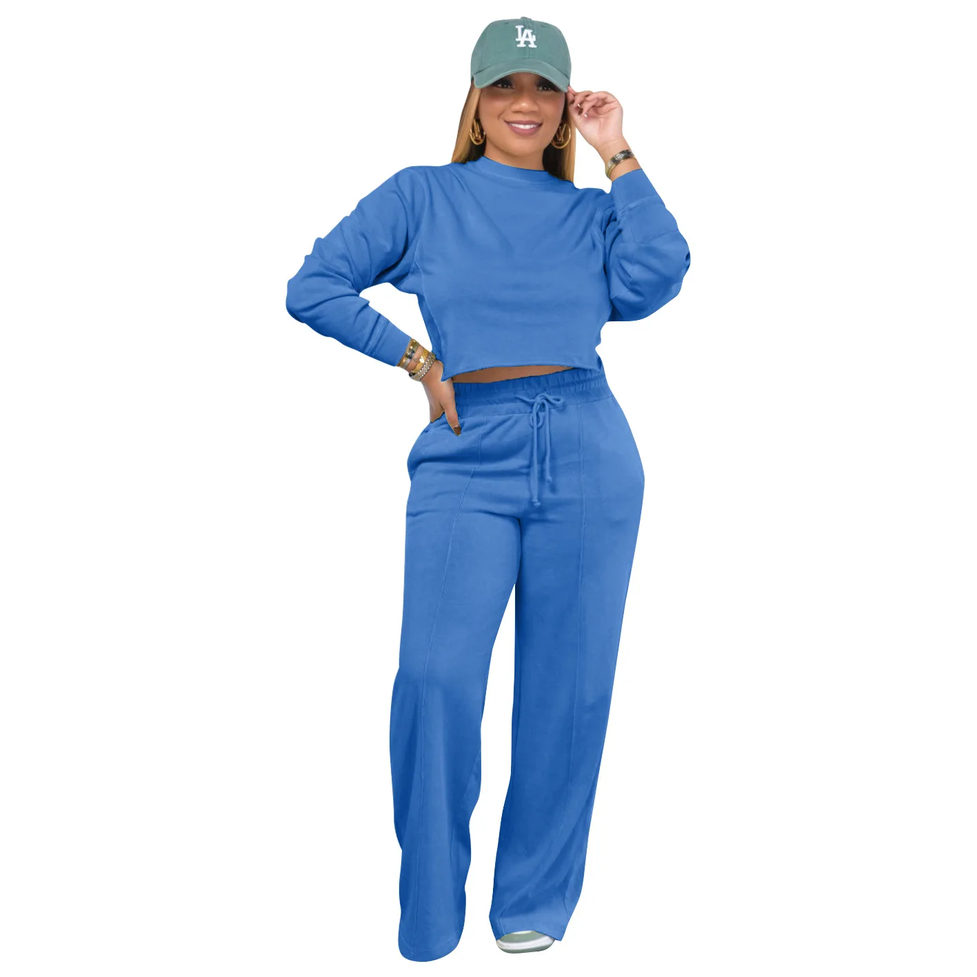 

Women's Sweatshirt Suit Thickened Casual Solid Color Round Neck Two-piece Set Autumn and Winter Sportswear Костюм Женский