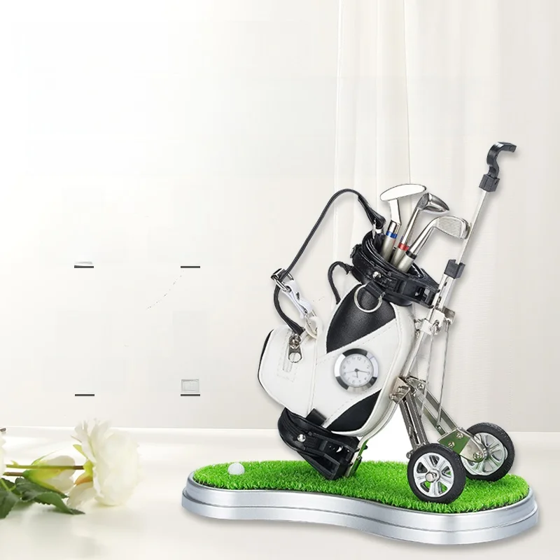 golf-dial-ball-bag-pen-holder-waterproof-pu-artificial-grass-pen-holder-office-home-fashion-creative-desktop-ornaments