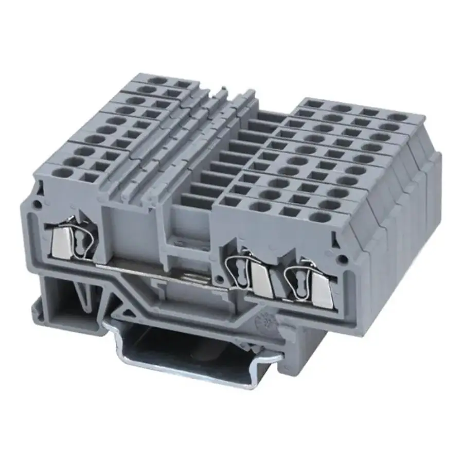 

100pcs ST4-TWIN Spring cage type one in two out Feed-through Spring RST4-TWIN Din Rail Terminal Block Approved by U/L CE RoHS
