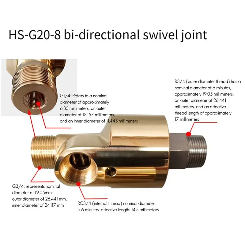 ABJN-6 Points 3/4HS-G20-8 Left Swivel Joint Pneumatic Tool Accessories Water Gas Oil Joint Swivel Joint