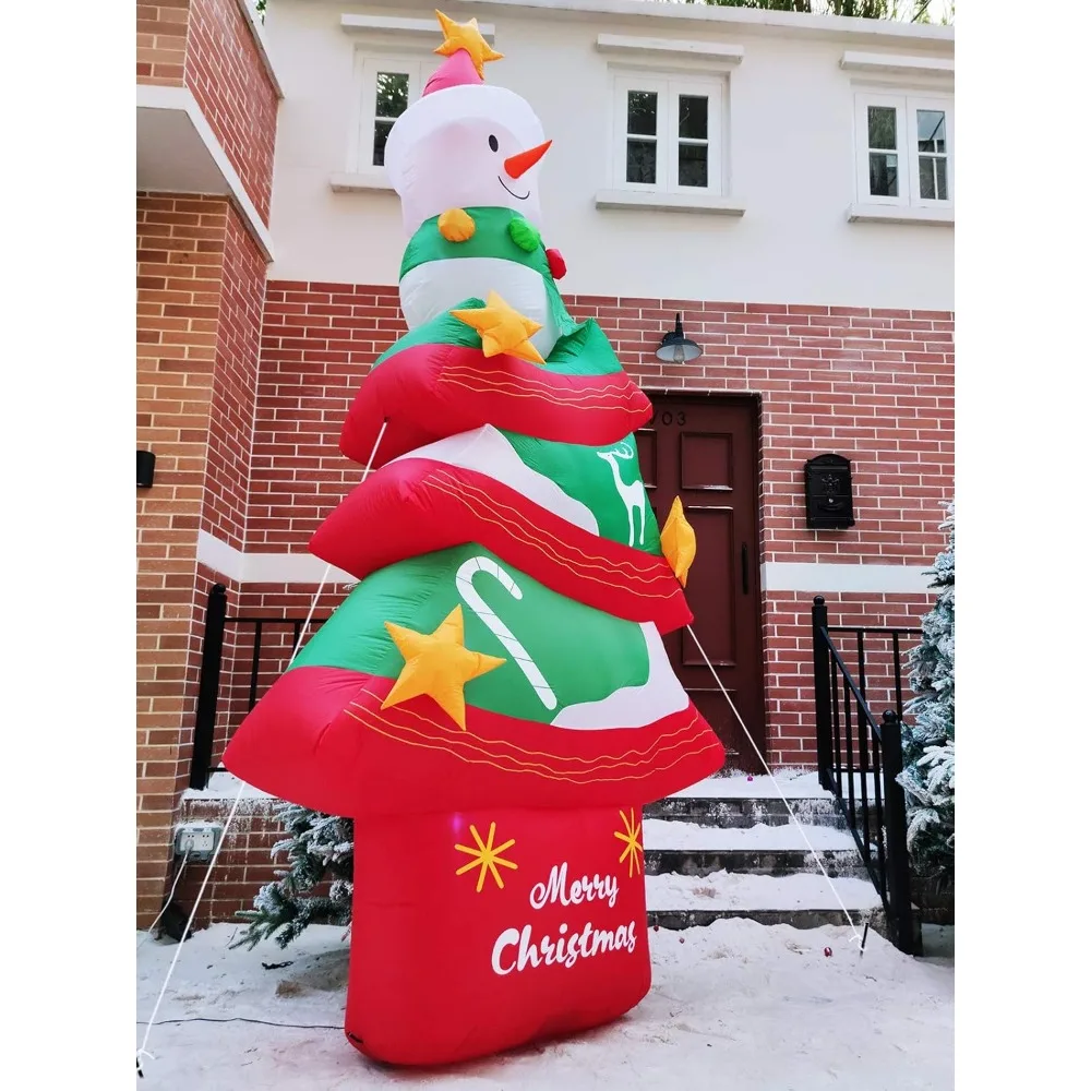 

12 Ft Inflatables Christmas Tree & Snowman with LED Lights,Christmas Blow Up Yard Decor with Tethers Stakes,Holiday Decorations